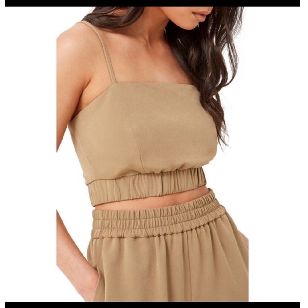 4th + Reckless Two-Piece Set‎ - Cropped Cami & Jogger Trousers - Sage/Tan